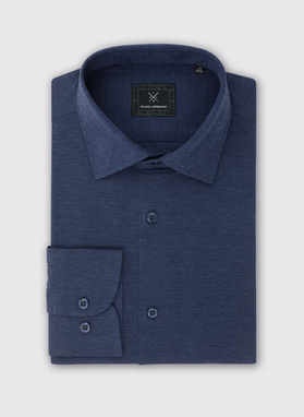 Ciemna niebieska bawełniana koszula męska