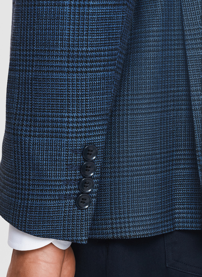 Granatowa marynarka w kratkę z wiskozą