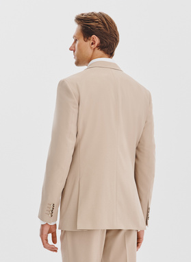 Gładki beżowy garnitur męski