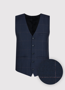 Granatowa kamizelka garniturowa w kratę Windowpane