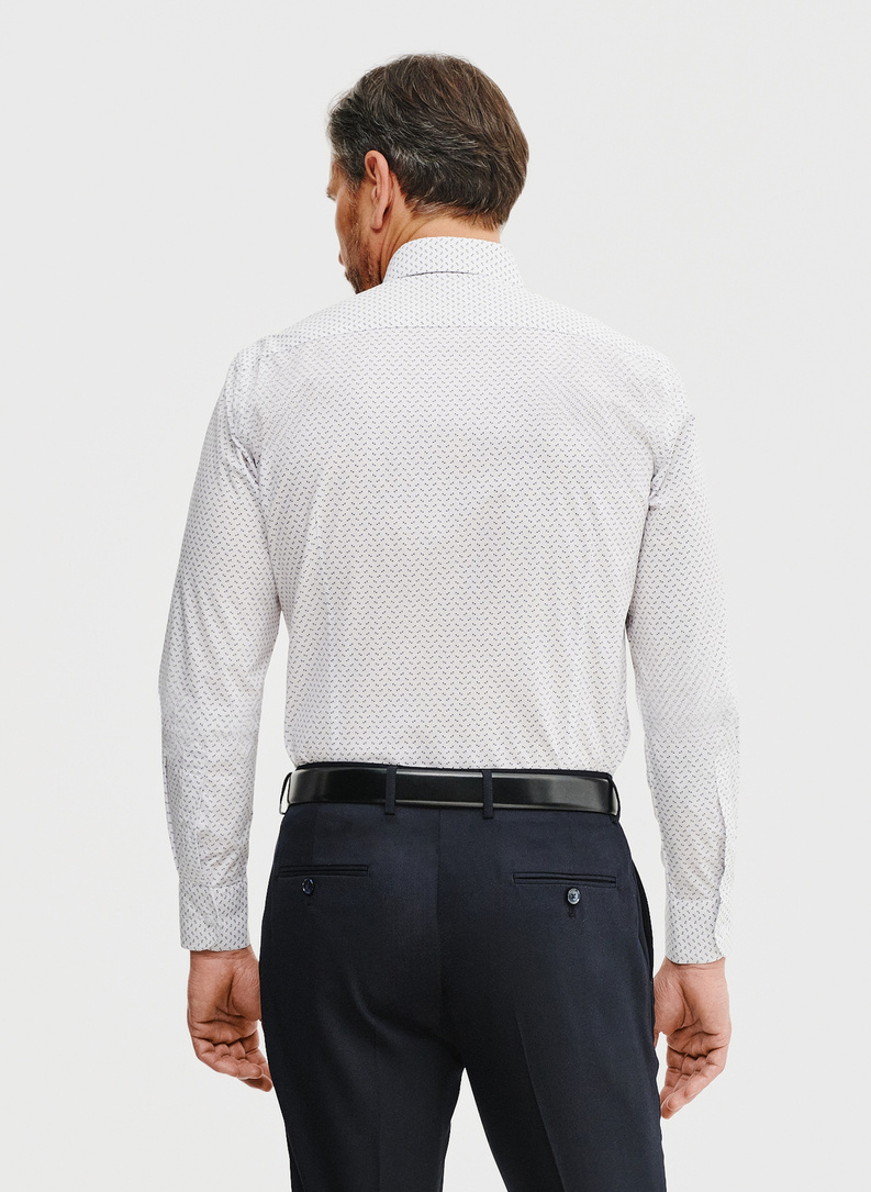 Biała koszula męska w mikrowzór