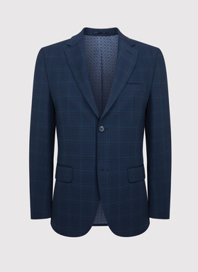 Granatowa marynarka garniturowa z wełną