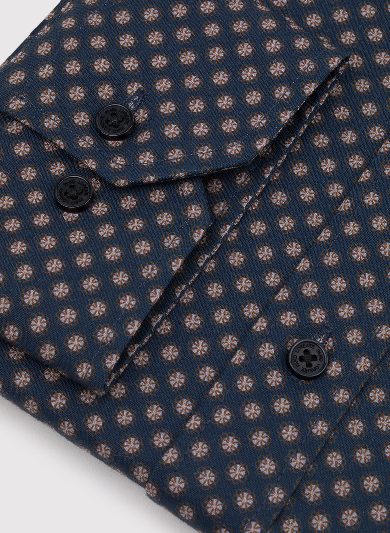 Granatowa koszula męska w mikrowzór