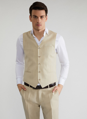 Beżowa kamizelka garniturowa P22SP-8X-009-E-S