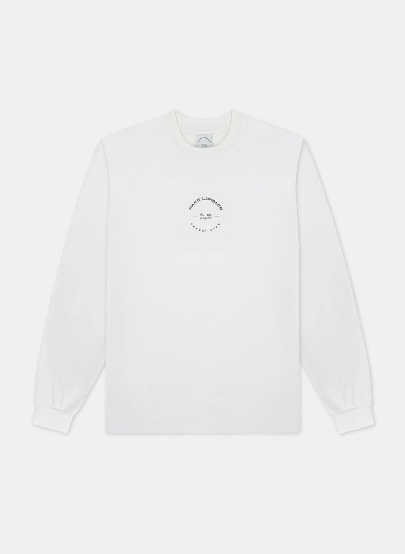 T-SHIRT Z DŁUGIM RĘKAWEM BIAŁY C20WF-TL-002-B - zdjecie nr 1