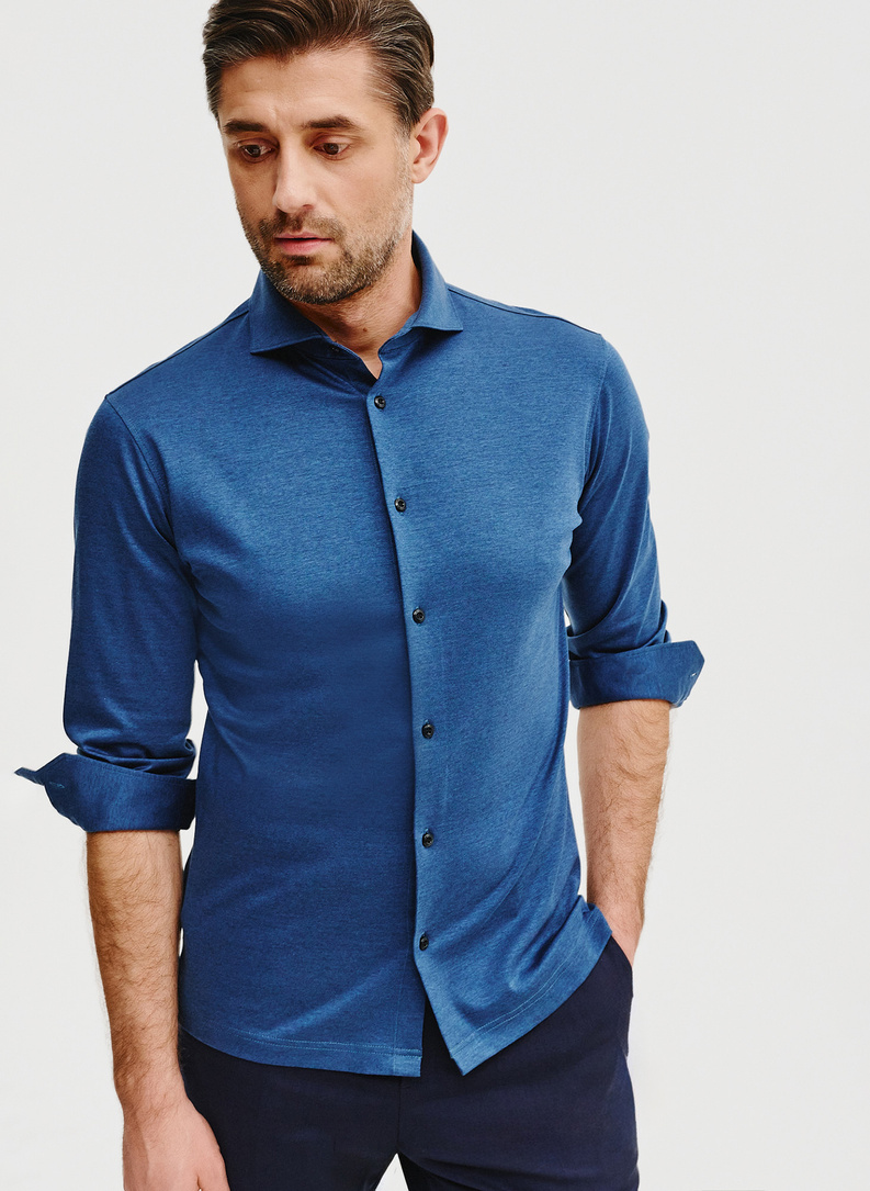 Bawełniana koszula męska w kolorze granatowym