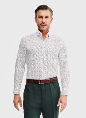 Biała koszula męska w mikrowzór