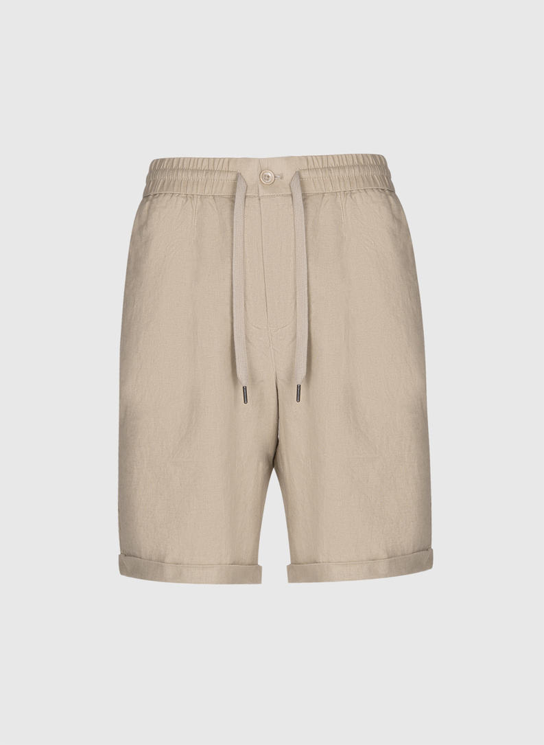 Lniane beżowe szorty męskie