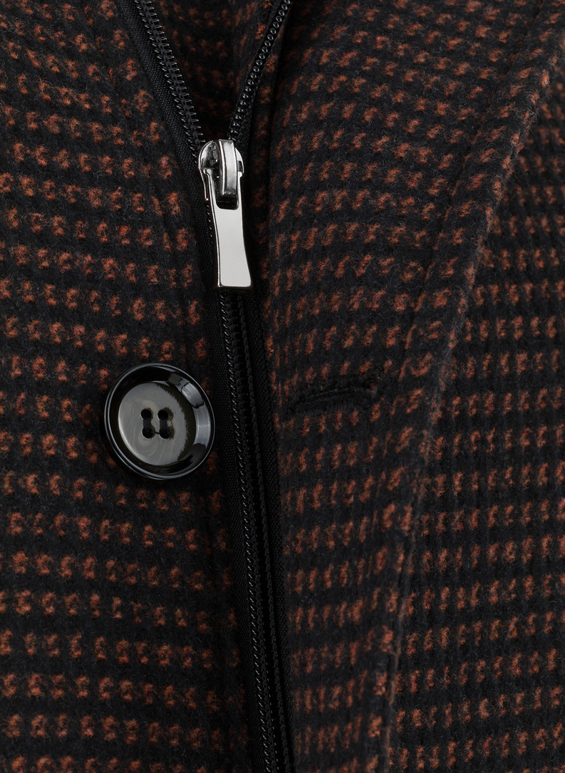 Płaszcz męski w mikrowzór z odpinanym kapturem 