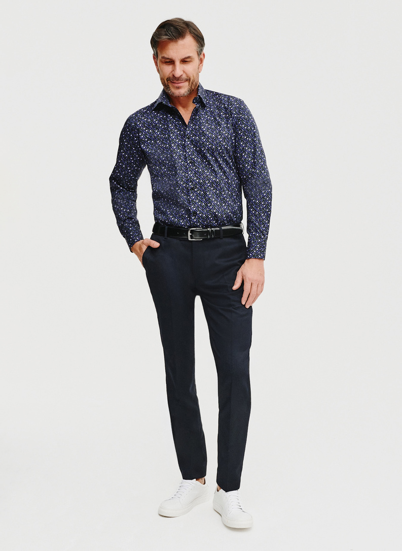 Męska koszula w kwiatowy mikrowzór