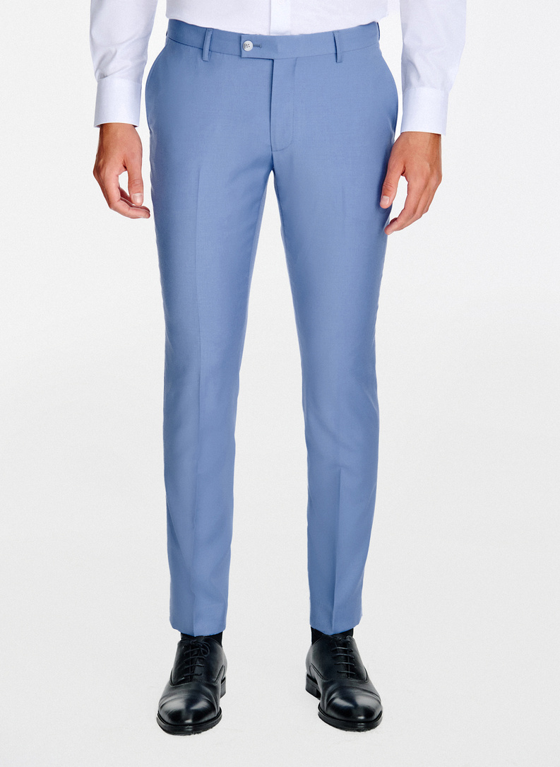 Niebieskie wełniane spodnie garniturowe