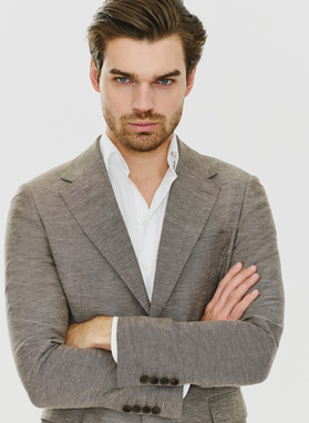 Brązowa marynarka z lnem