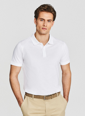 Biały t-shirt polo z bawełny