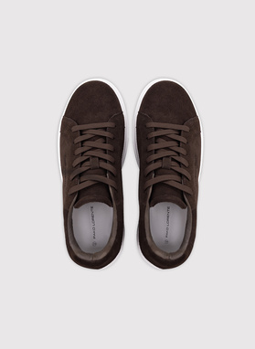 Zamszowe sneakersy męskie w kolorze  brązowym
