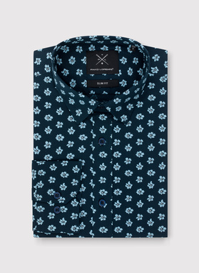 Granatowa koszula męska w kwiaty