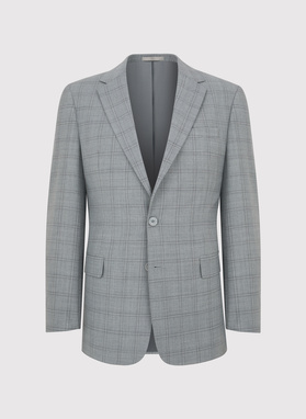 Szara marynarka garniturowa w kratę