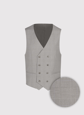 Szara dwurzędowa kamizelka w kratę