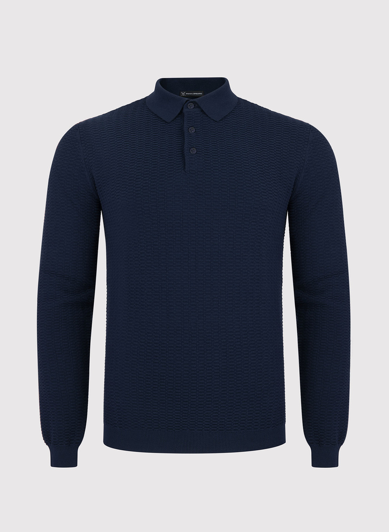 Bawełniany sweter polo w kolorze granatowym