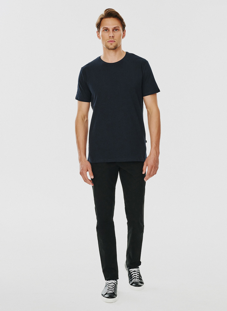 Granatowy gładki T-shirt Basic