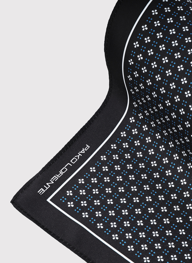 Poszetka męska czarna w kwiatki