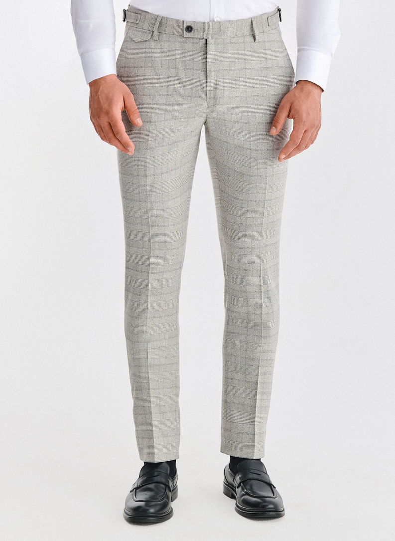 Szare spodnie garniturowe w kartkę