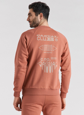 Czerwona bluza oversize z okrągłym dekoltem C21SF-2B-003-W