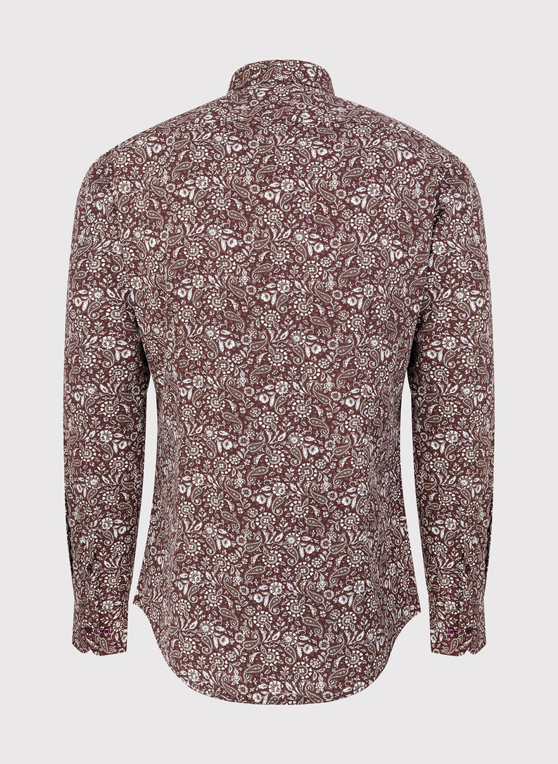 Casualowa brązowa koszula w paisley