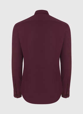 Bordowa gładka koszula męska