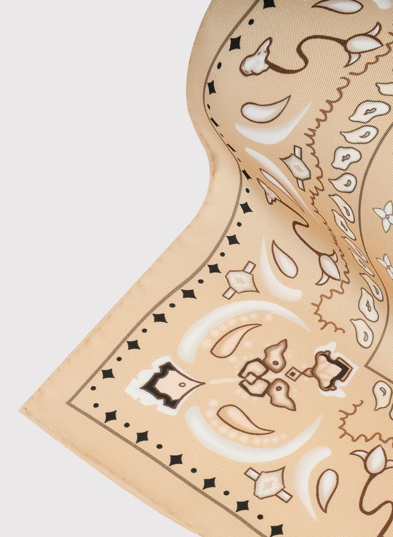 Beżowa poszetka męska we wzór