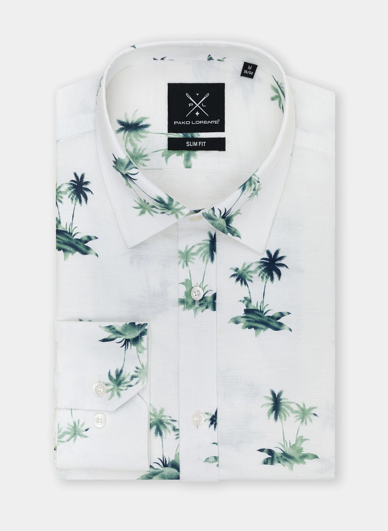 Koszula męska z lnu i bawelny P22SF-1X-011-Z-S