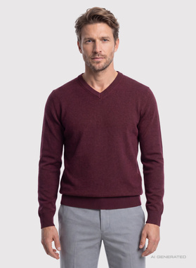 Bordowy sweter v-neck