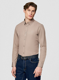 Brązowa koszula męska z wełną