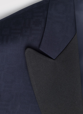 Granatowa żakardowa marynarka smokingowa