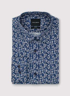 Granatowa koszula męska w kwiaty