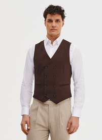 Brązowa dwurzędowa kamizelka męska