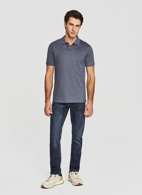 Niebieski t-shirt polo z bawełny