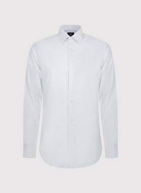 Biała koszula męska w mikrowzór