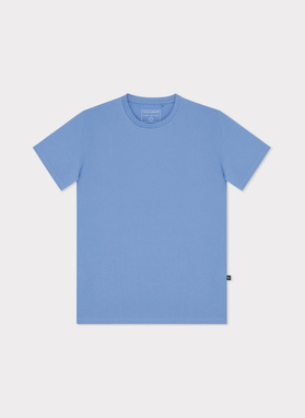 Bawełniany niebieski t-shirt z okrągłym dekoltem