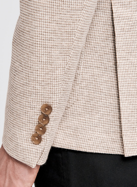 Beżowa marynarka w pepitkę