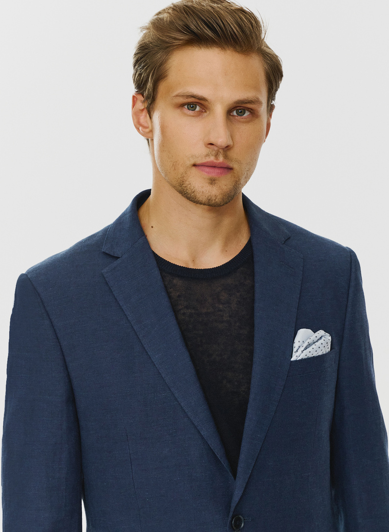 Lniana marynarka męska w kolorze granatowym