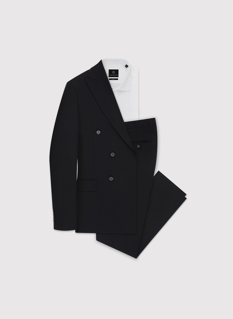 Dwuczęściowy czarny garnitur męski