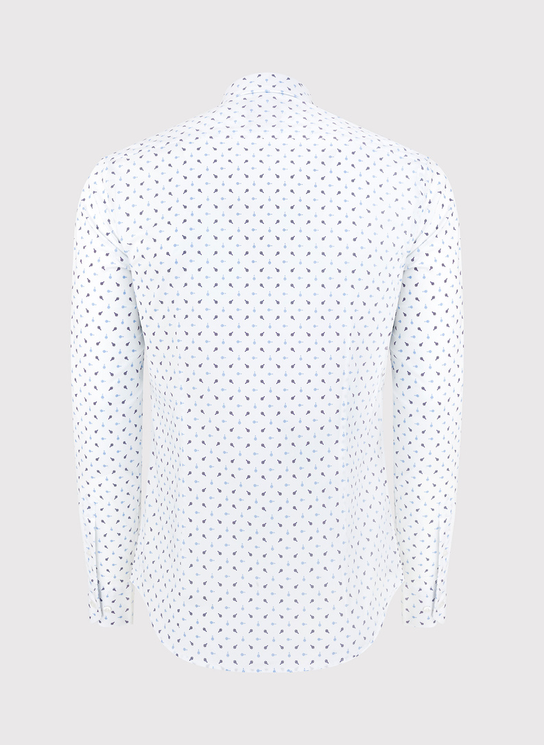 Biała koszula męska w drobny wzór