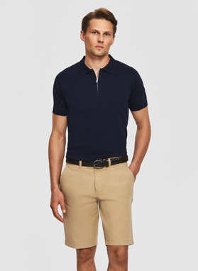 Granatowe polo z bawełny merceryzowanej
