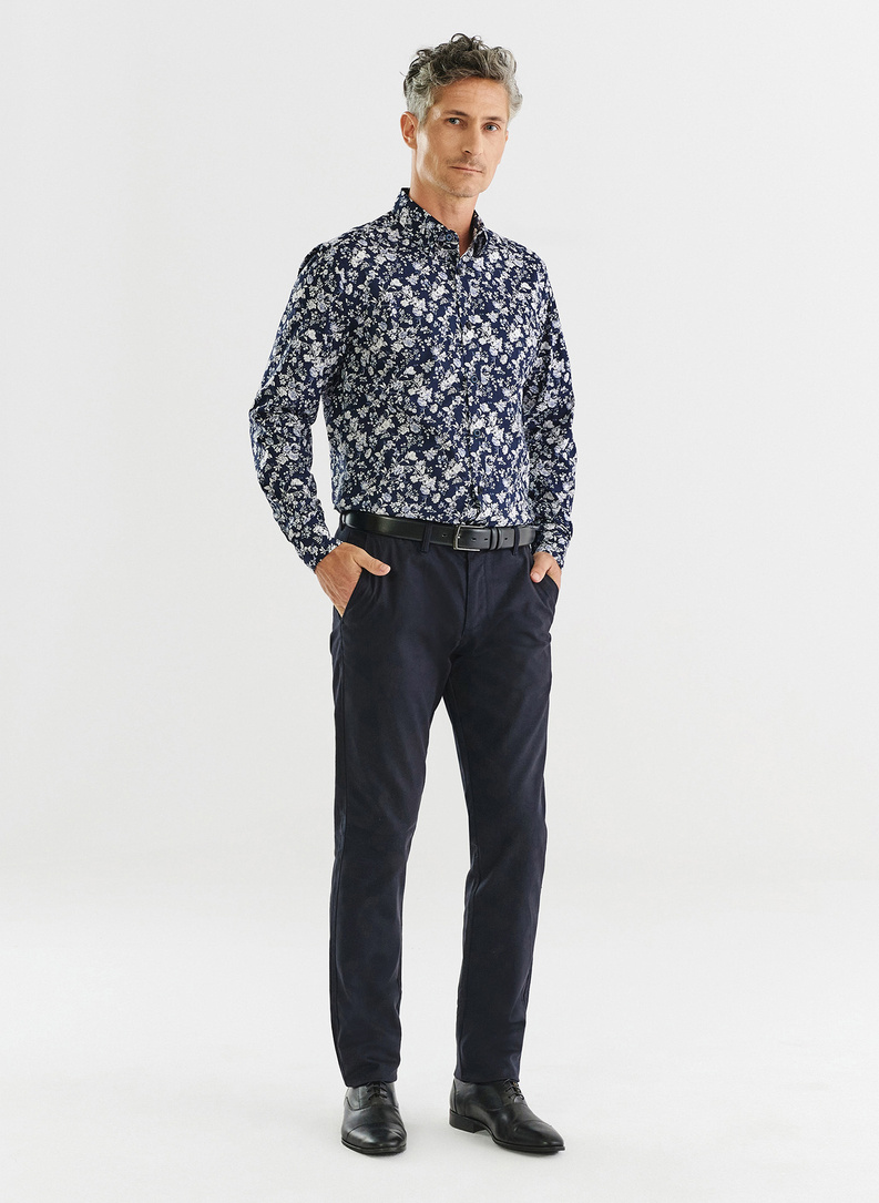 Granatowa kwiecista koszula