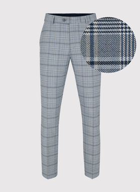 Szary kraciasty garnitur męski