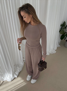 Komplet damski BARI LONG mokka