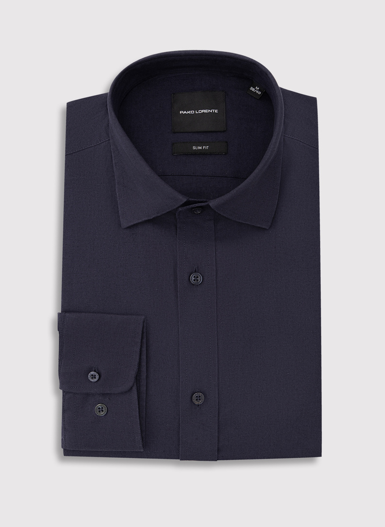 Granatowa koszula z lnem