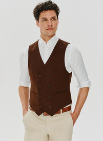 Brązowa dwurzędowa kamizelka męska