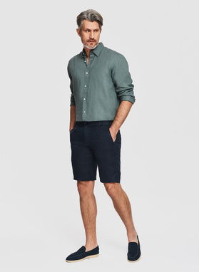 Lniana koszula męska w kolorze zielonym