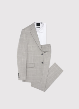 Wełniany garnitur męski w kratkę